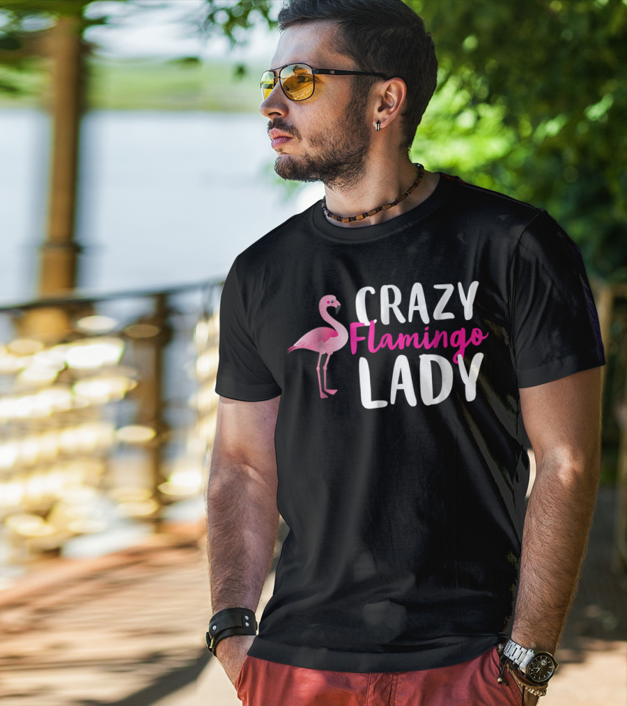 Crazy Flamingo Lady Wading Bird Species Lover T-Shirt