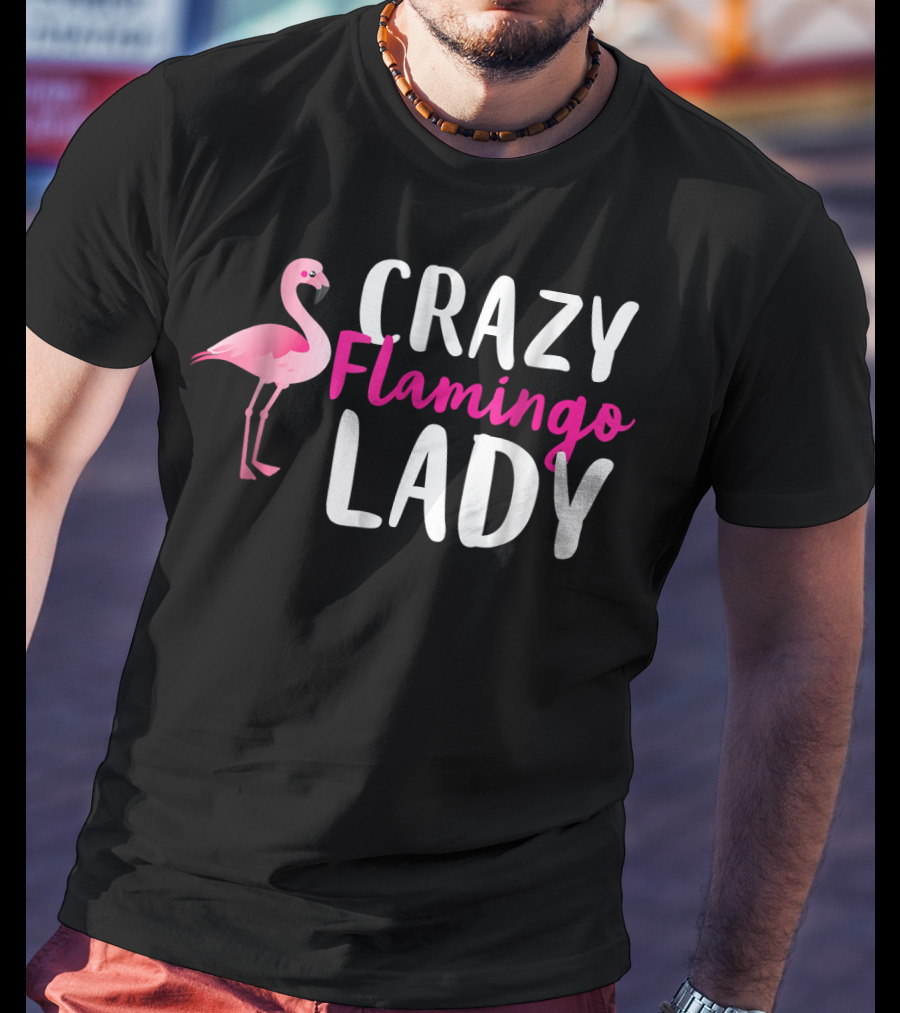 Crazy Flamingo Lady Wading Bird Species Lover T-Shirt