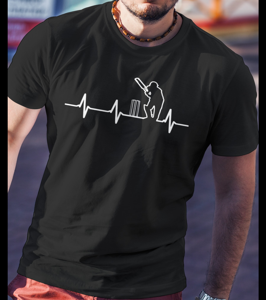 Cricket Coolest Cricket Heartbeat Batsman T-Shirt