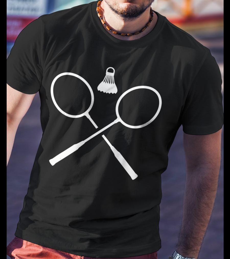 Crossed Badminton Rackets And Shuttlecock T-Shirt