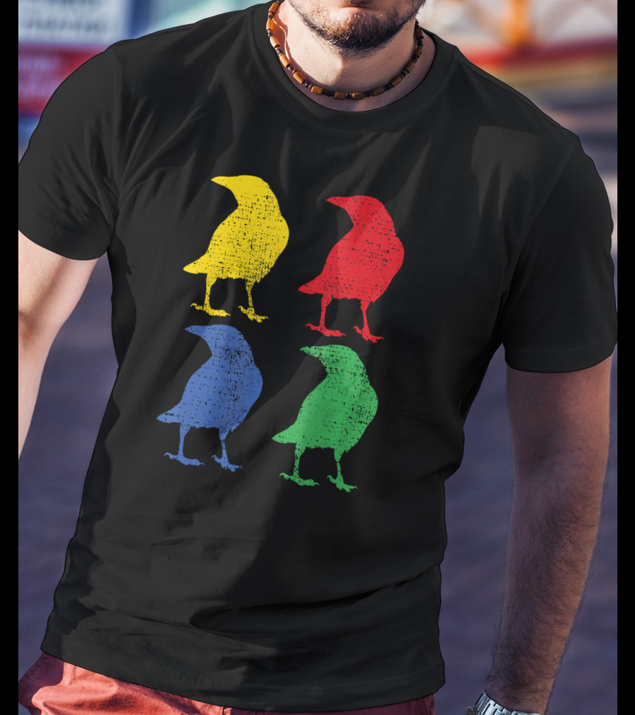 Crow Raven Bird Love Pop Art Quartet T-Shirt