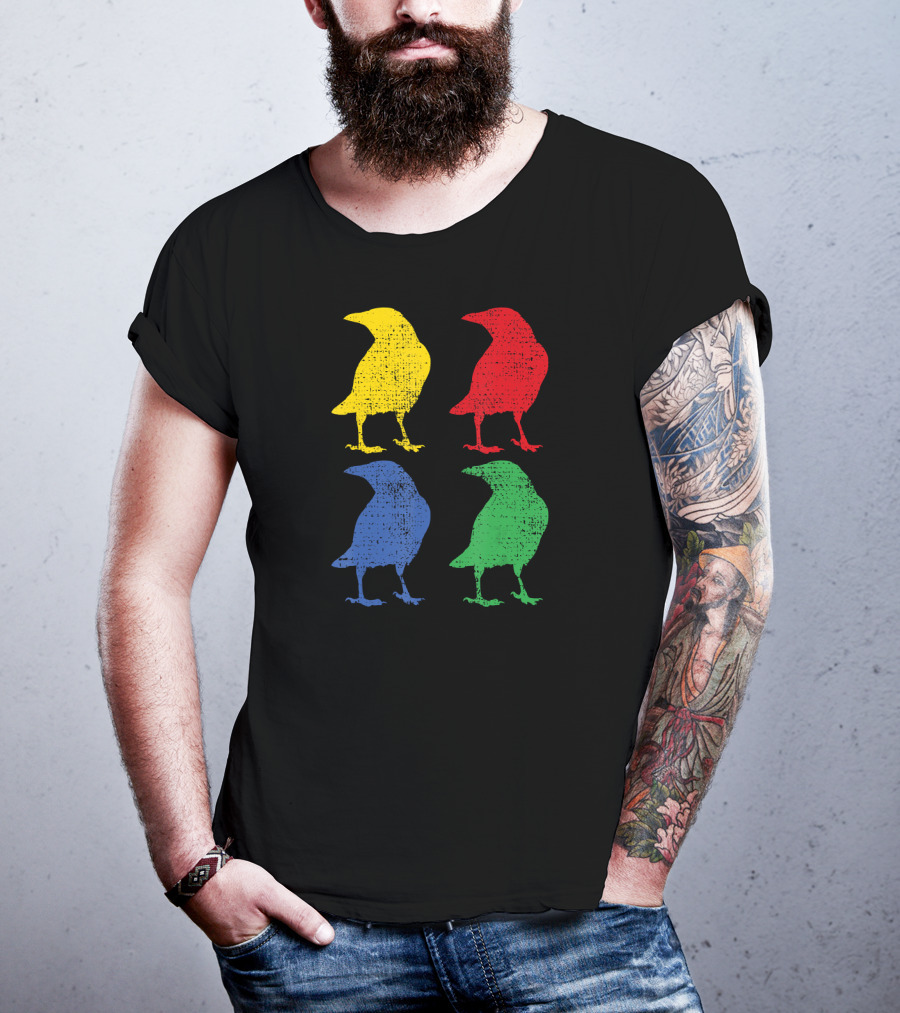 Crow Raven Bird Love Pop Art Quartet T-Shirt