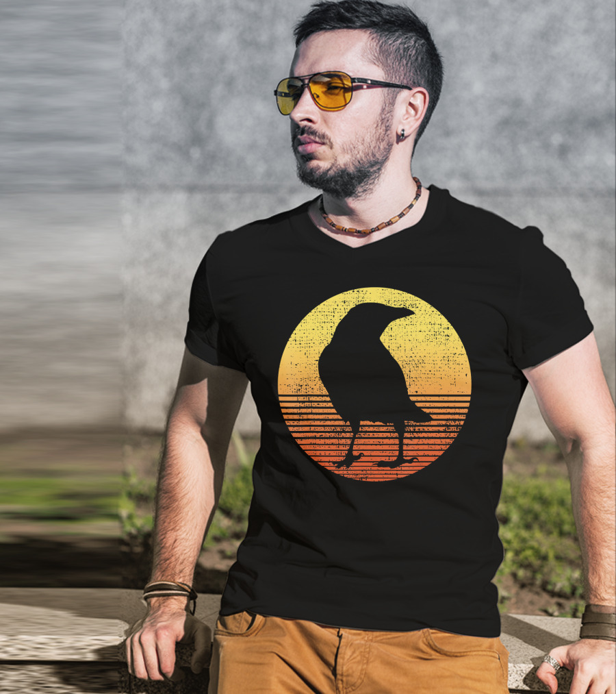 Crow Bird Lover Raven Sunset T-Shirt