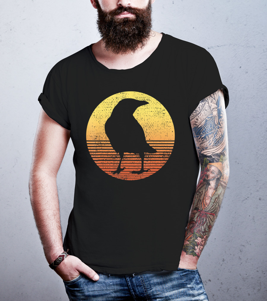 Crow Bird Lover Raven Sunset T-Shirt