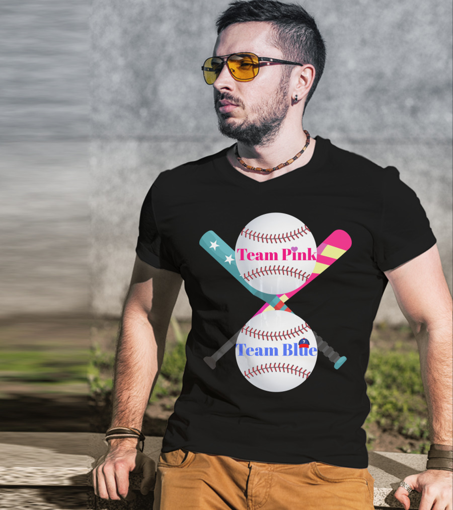 Team Pink Team Blue Cute Baseball Gender Reveal Party T-Shirt