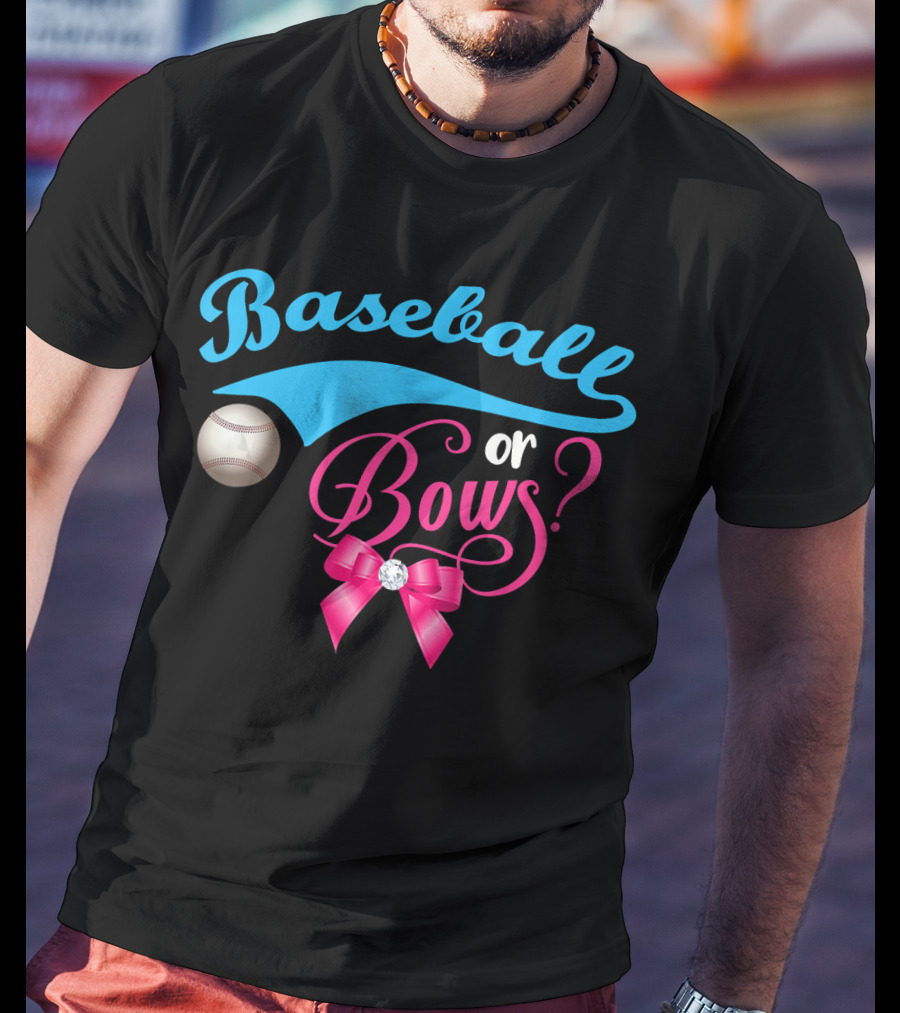 Baseball Or Bows Gender Reveal Party T-Shirt