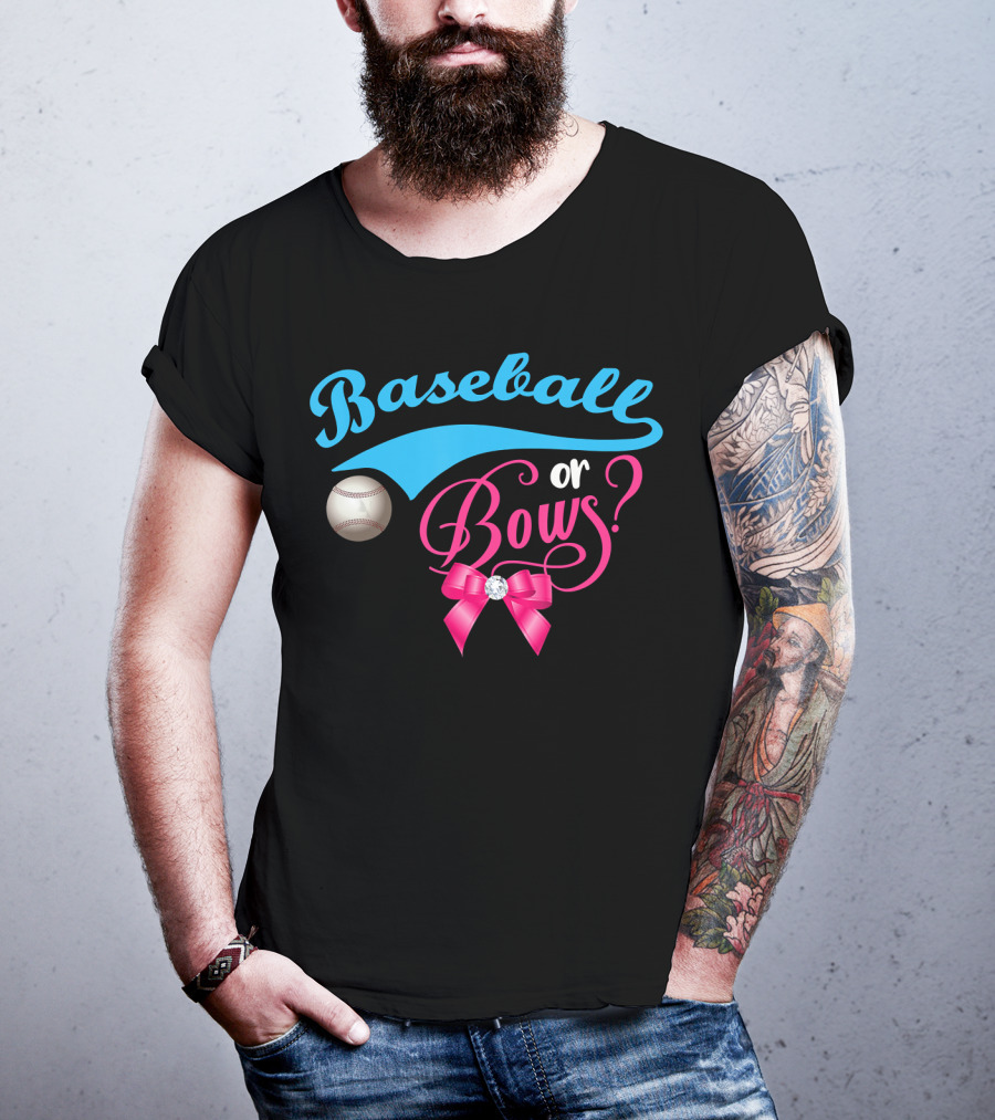 Baseball Or Bows Gender Reveal Party T-Shirt
