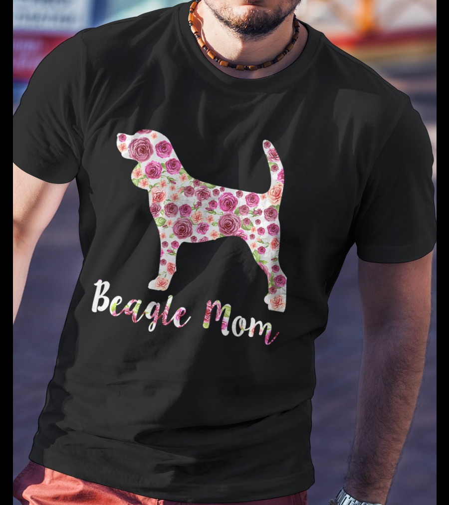 Beagle Mom Floral Roses T-Shirt