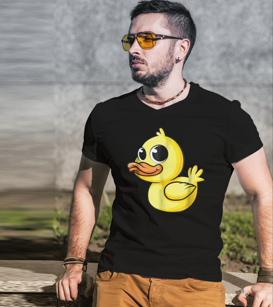 Cute Yellow Cartoon Duckling Baby Duck Bird T-Shirt