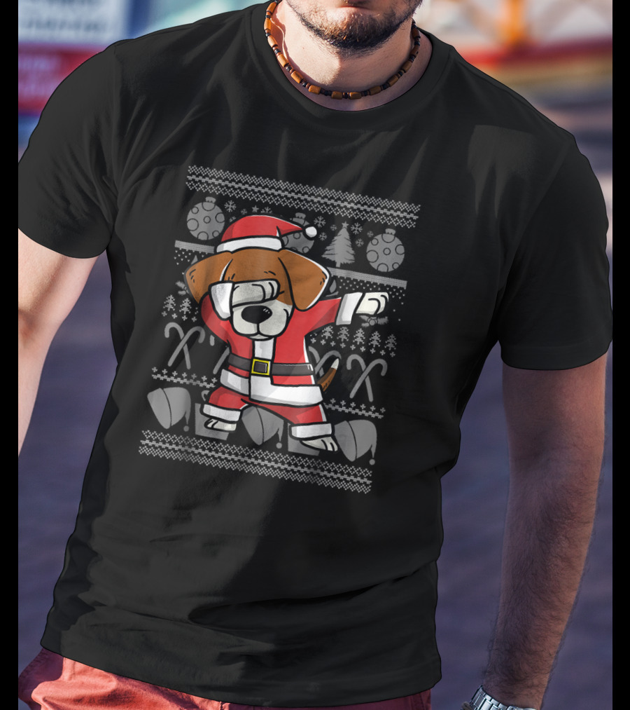 Santa Dabbing Beagle Dog Christmas T-Shirt