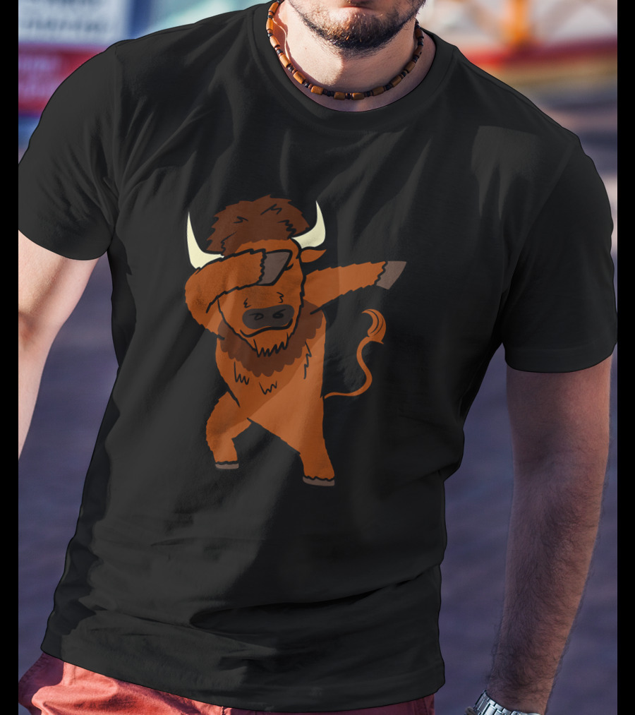 Dabbing Bison Dab Dance Funny Animal Cartoon T-Shirt