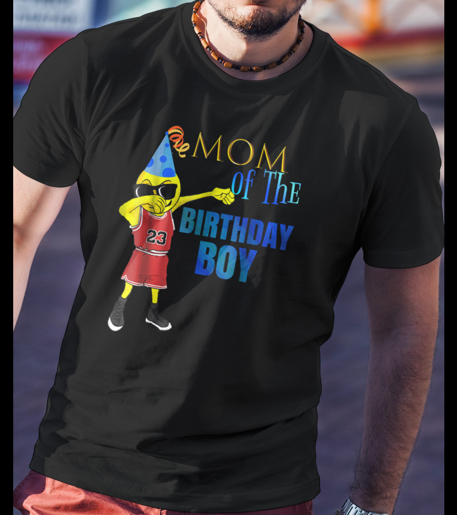 MOM OF THE BIRTHDAY BOY Dabbing Emoji Basketball 23 Party Hat T-Shirt