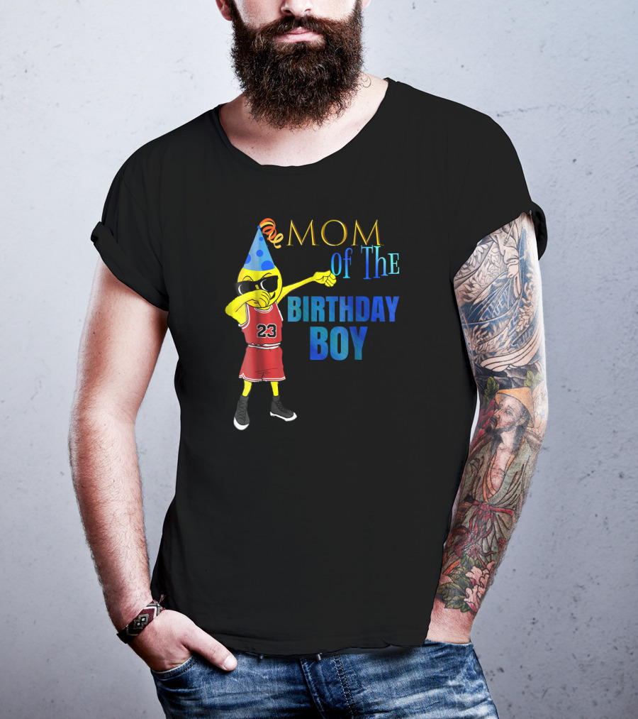 MOM OF THE BIRTHDAY BOY Dabbing Emoji Basketball 23 Party Hat T-Shirt