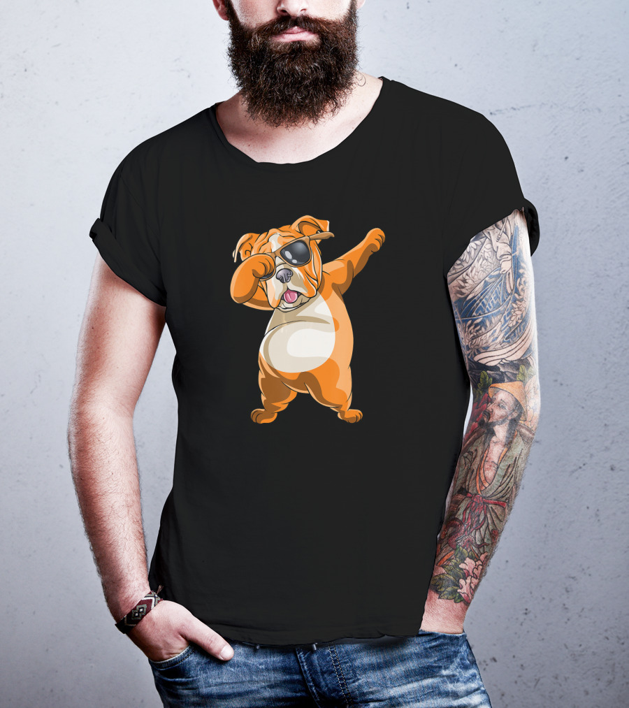 Dabbing English Bulldog Dog Dab With Sunglasses T-Shirt