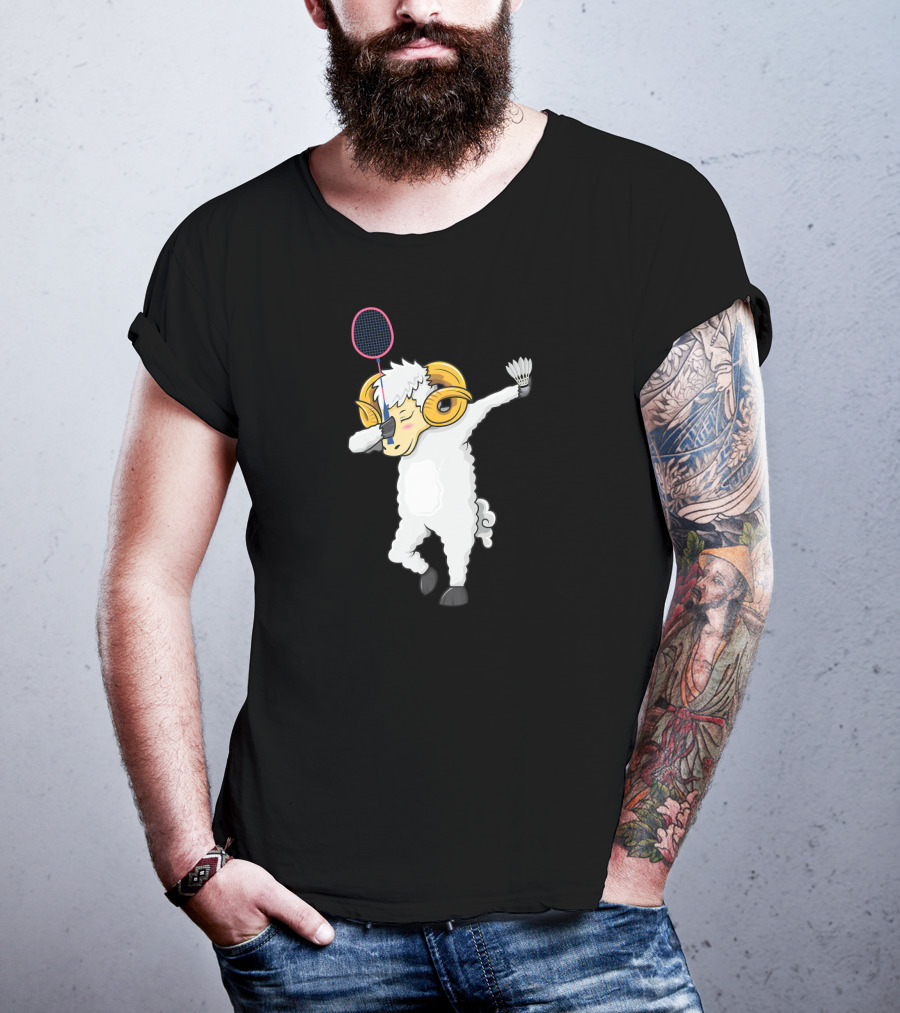 Dabbing Goat Badminton Player With Racket And Shuttlecock T-Shirt