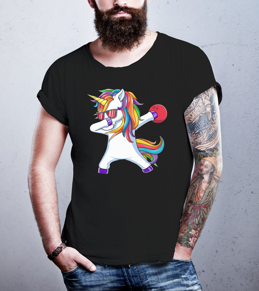 Dabbing Unicorn With Bowling Ball And Sunglasses Iconic T-Shirt