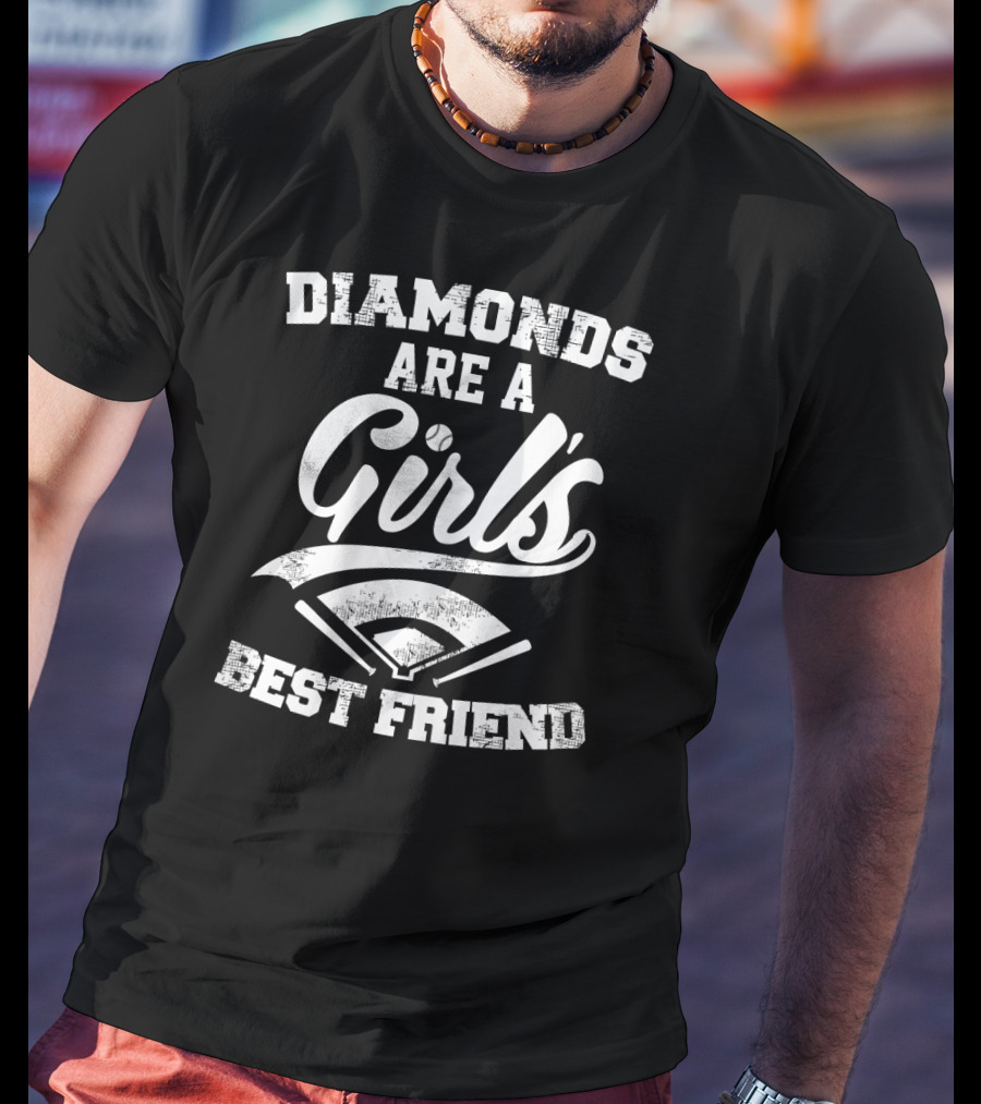 Diamonds Are A Girl's Best Friend Baseball Home Plate T-Shirt
