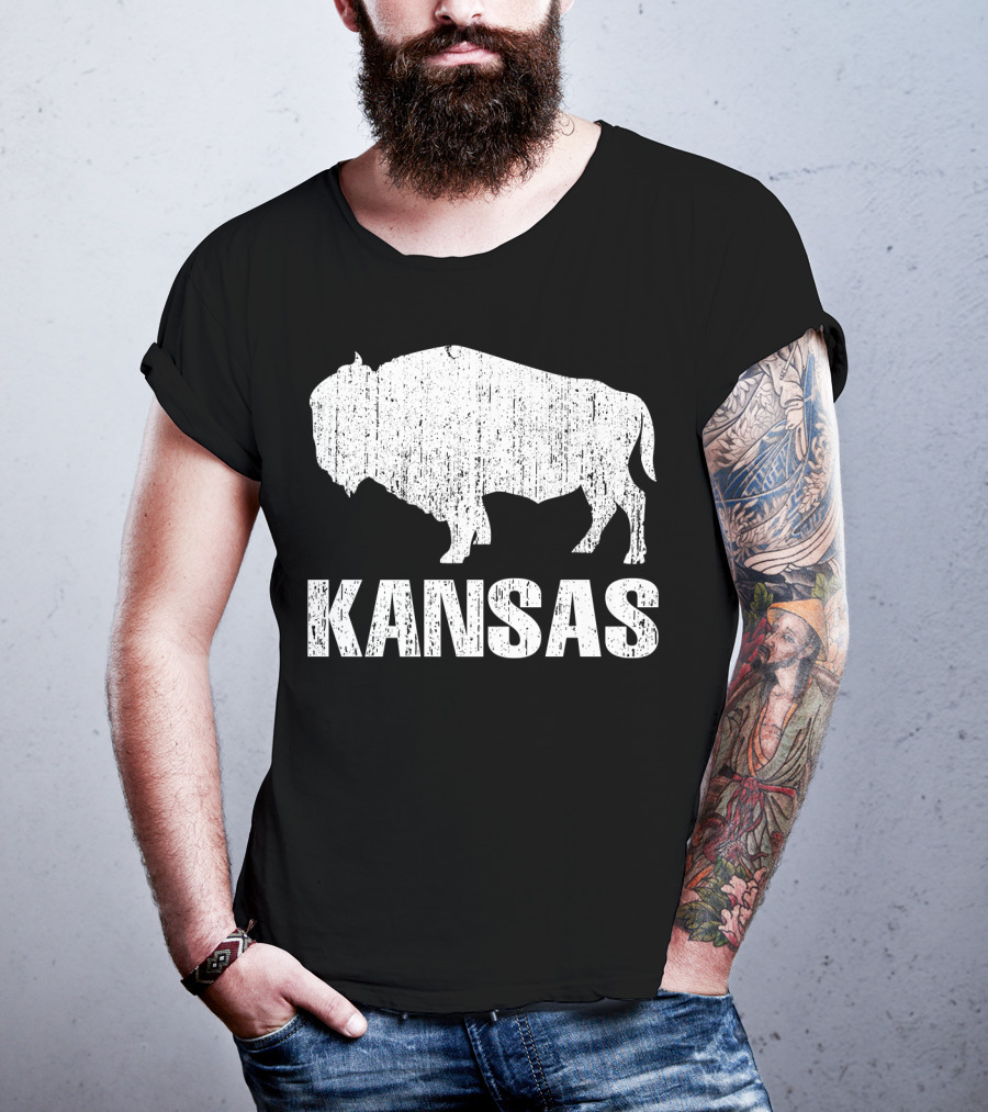 Distressed Kansas State Buffalo T-Shirt
