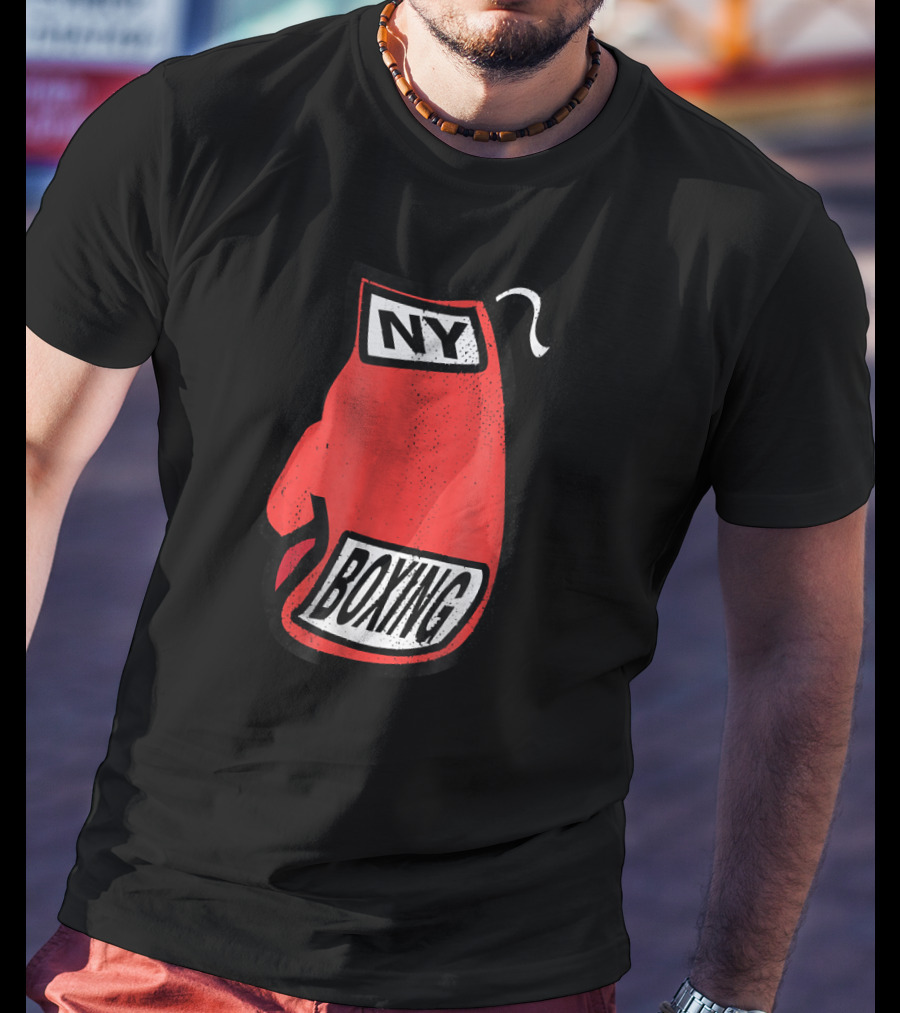 NY Boxing Distressed Red Glove T-Shirt
