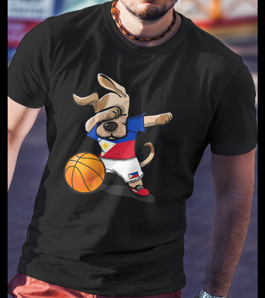 Dog Dabbing Basketball Philippines Jersey Flag T-Shirt