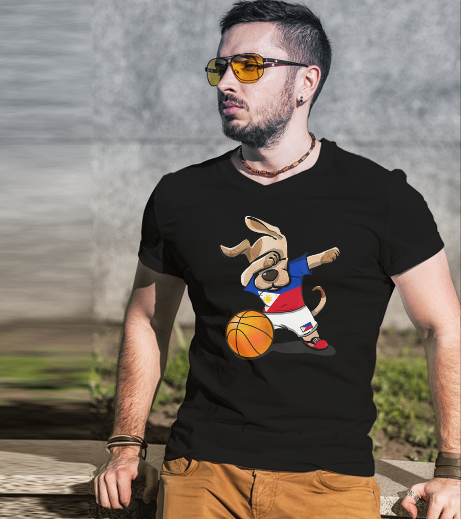Dog Dabbing Basketball Philippines Jersey Flag T-Shirt