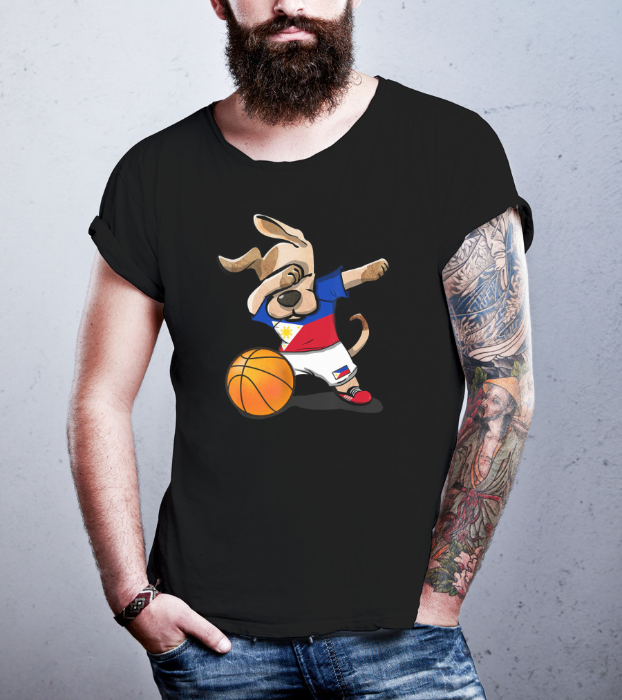 Dog Dabbing Basketball Philippines Jersey Flag T-Shirt