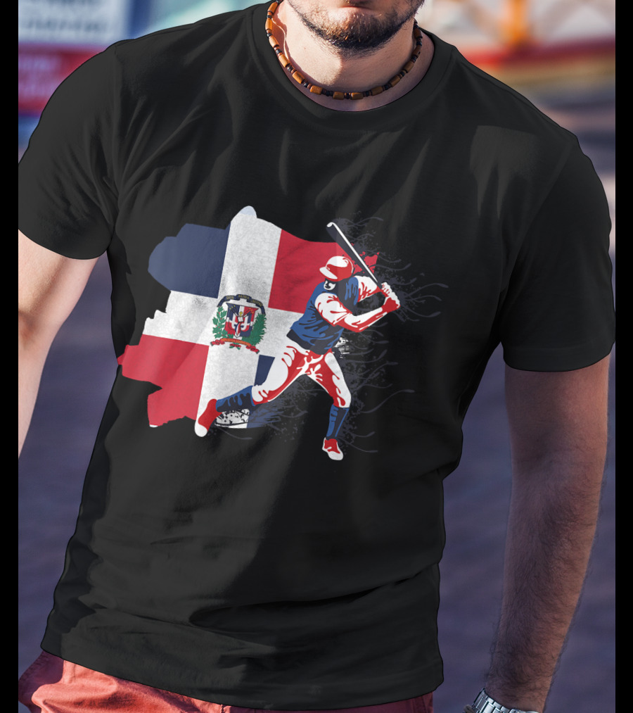 Dominican Republic Flag Baseball Batter T-Shirt