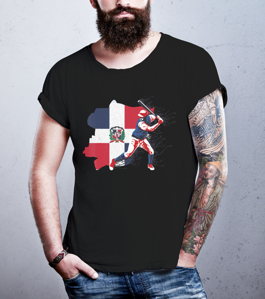 Dominican Republic Flag Baseball Batter T-Shirt