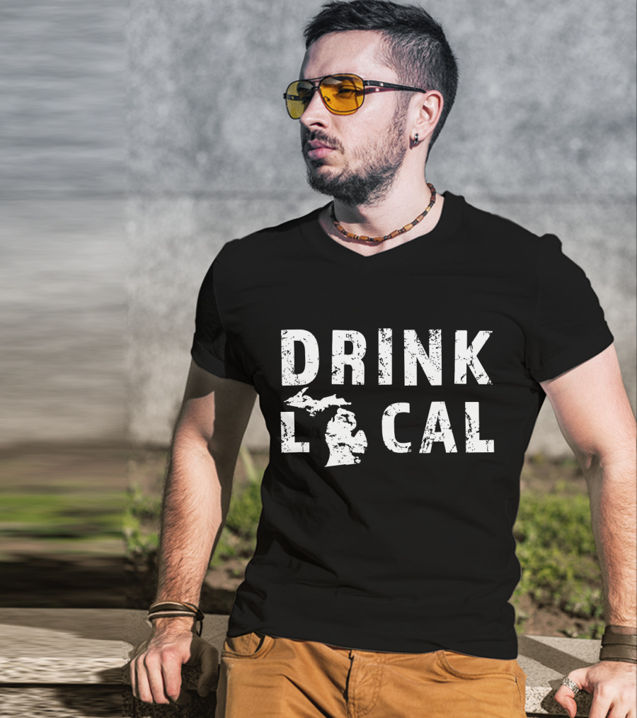 Drink Local Michigan Craft Beer MI Great Lakes State T-Shirt
