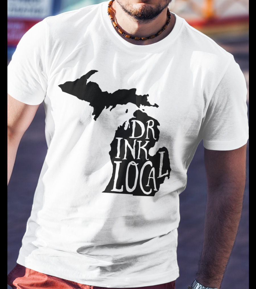 Drink Local Michigan State Outline Craft T-Shirt