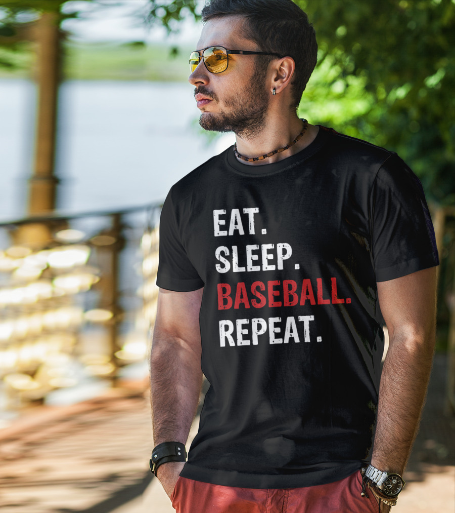 Eat Sleep Baseball Repeat Funny Baseball Enthusiast T-Shirt