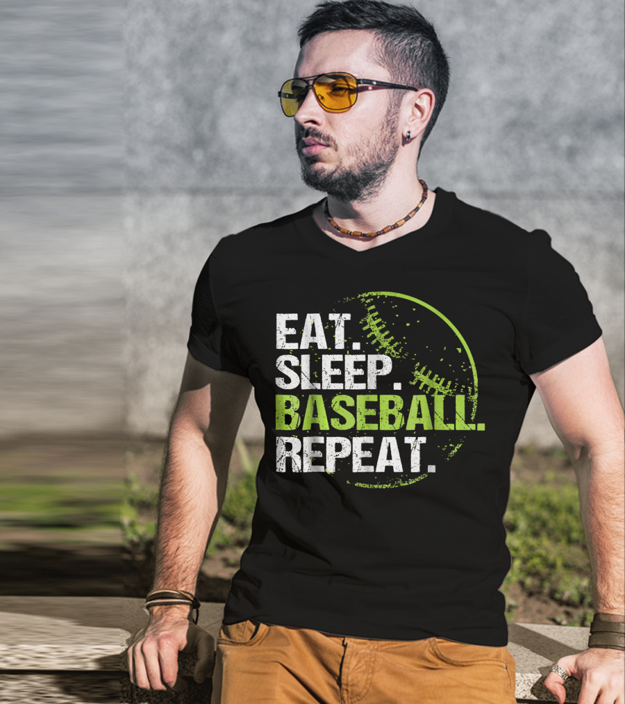 Eat Sleep Baseball Repeat Practice Training T-Shirt
