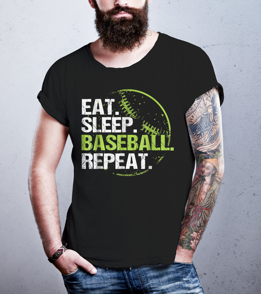 Eat Sleep Baseball Repeat Practice Training T-Shirt
