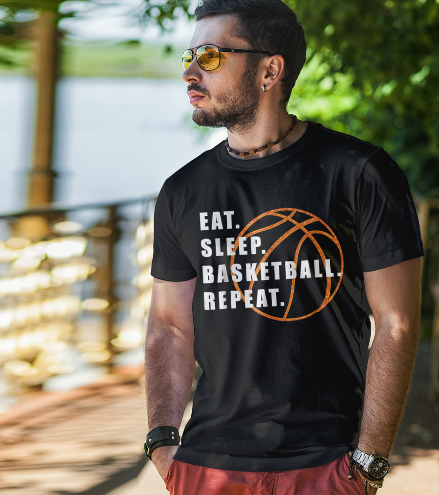 Eat Sleep Basketball Repeat Basketball Lines T-Shirt