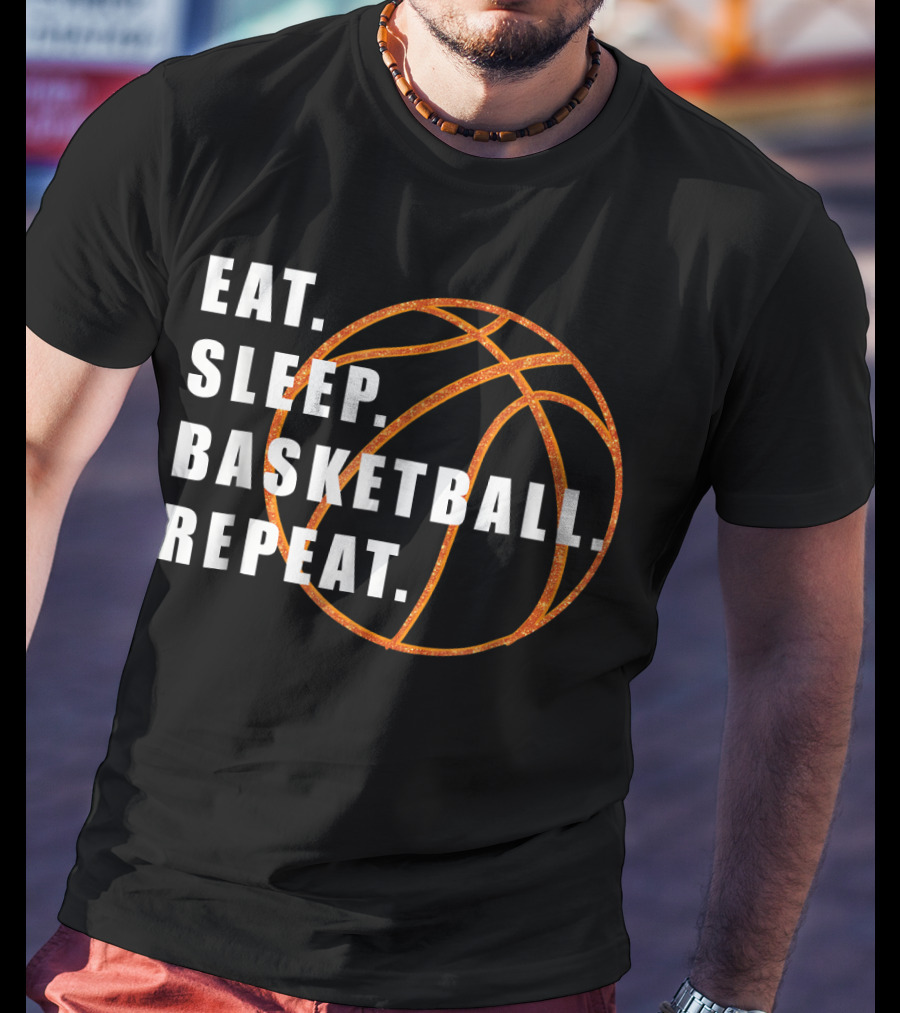 Eat Sleep Basketball Repeat Basketball Lines T-Shirt