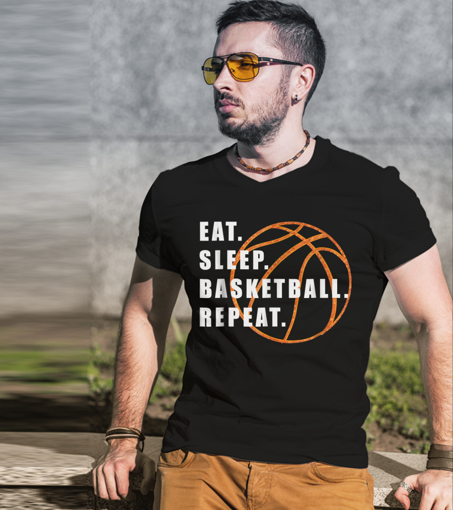 Eat Sleep Basketball Repeat Basketball Lines T-Shirt
