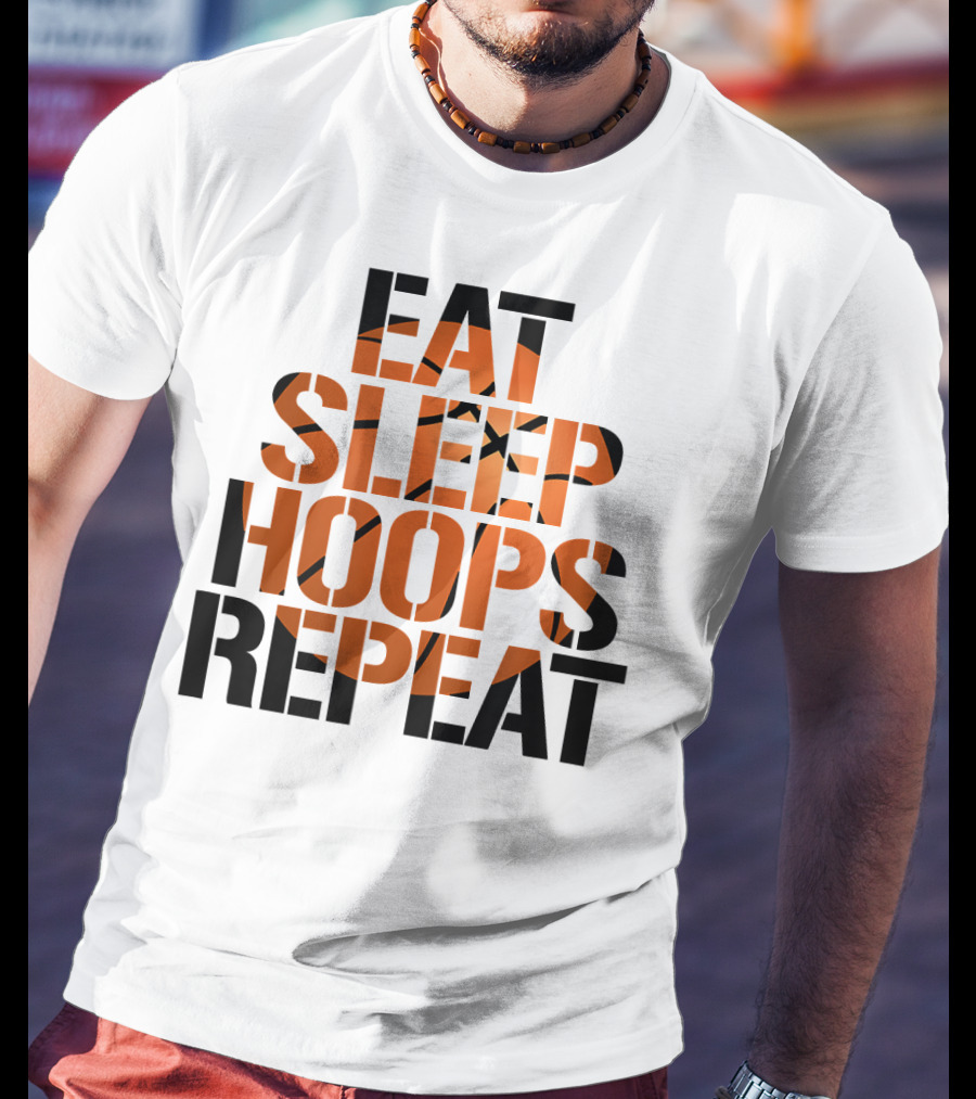 Eat Sleep Hoops Repeat Basketball Orange T-Shirt