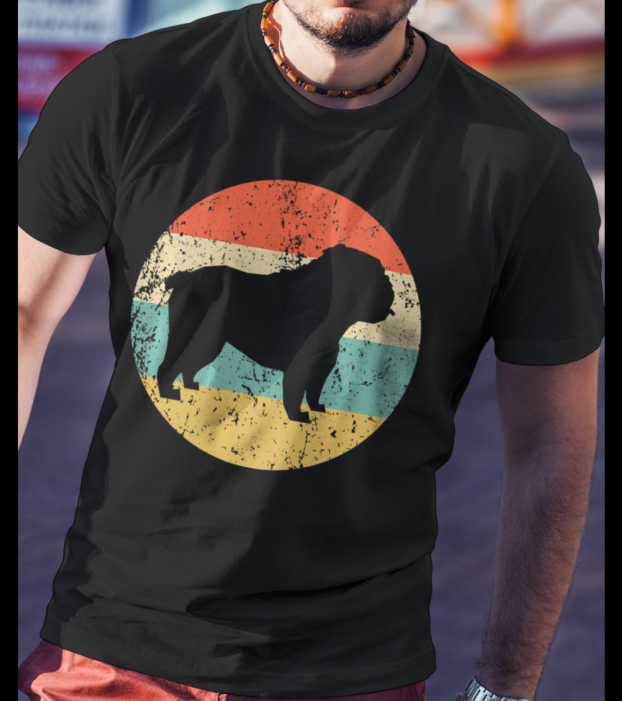 English Bulldog Retro Circle T-Shirt