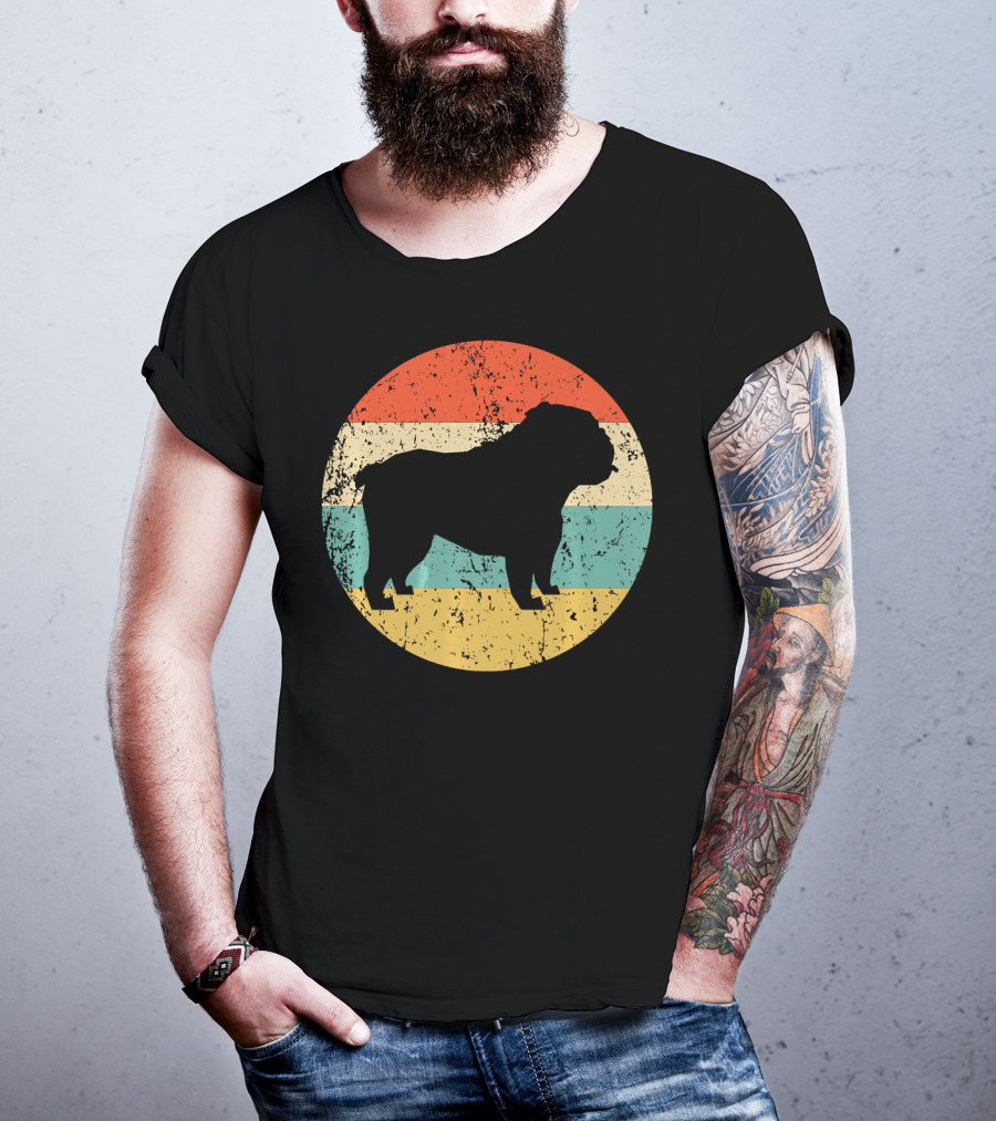English Bulldog Retro Circle T-Shirt