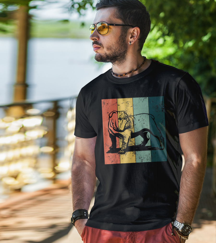 English Bulldog Vintage Stripe T-Shirt