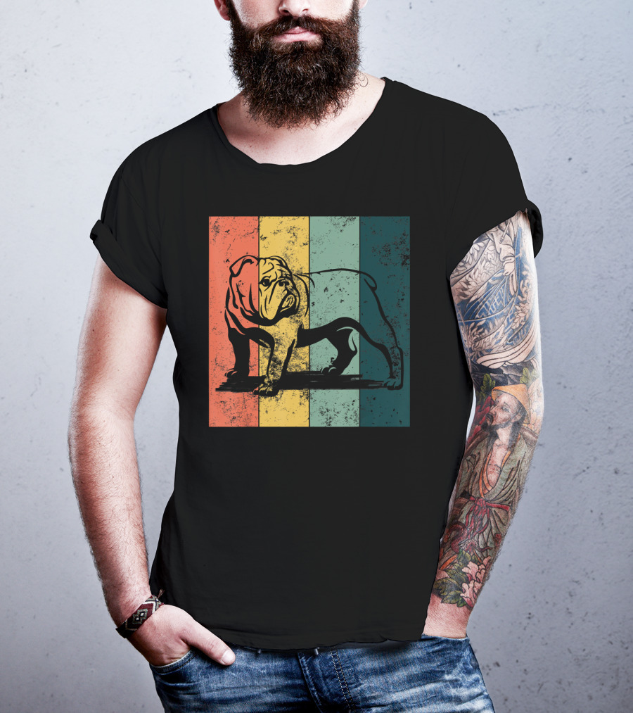 English Bulldog Vintage Stripe T-Shirt