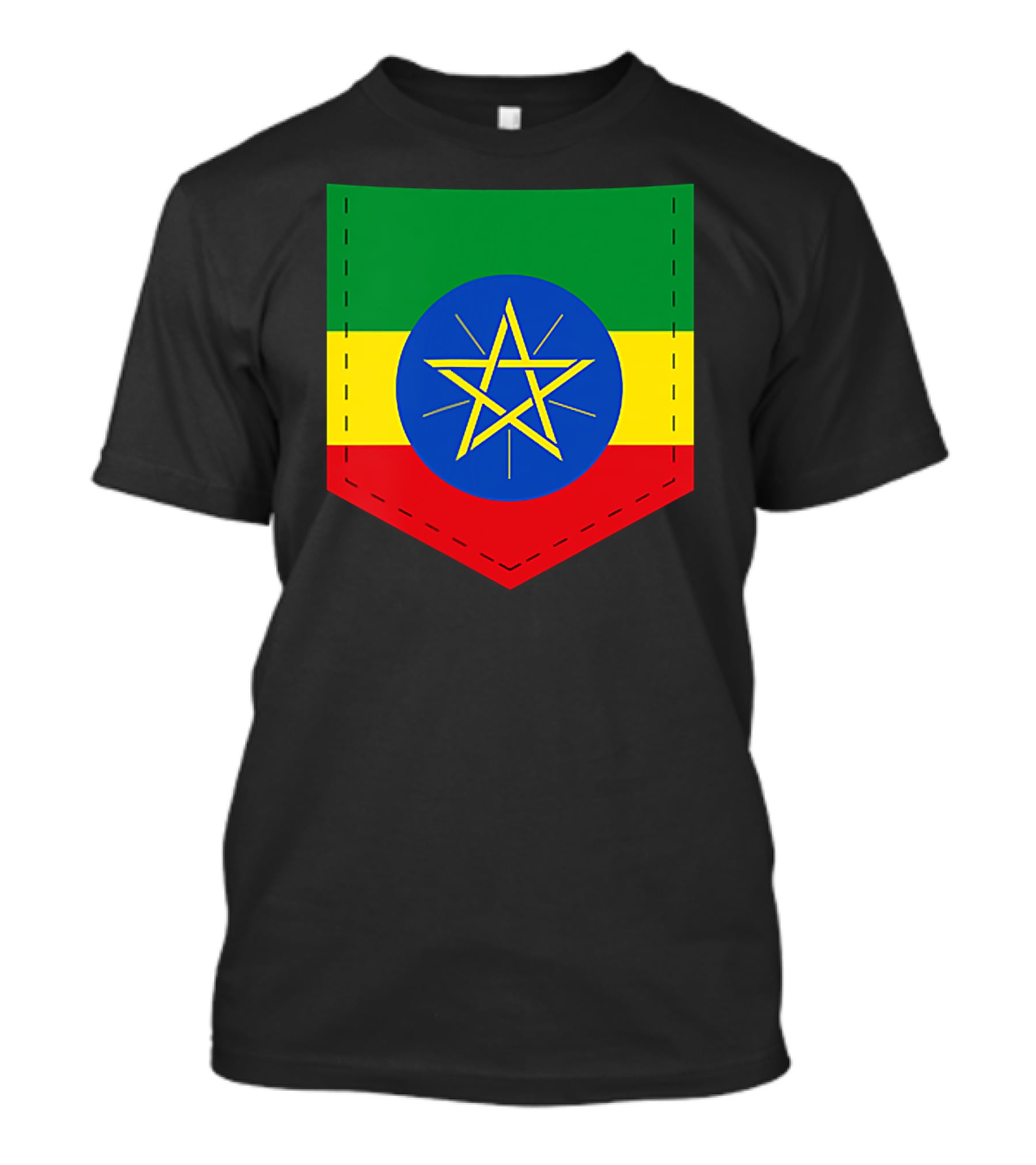 Ethiopia Flag Green Yellow Red With Blue Circle And Star T-Shirt