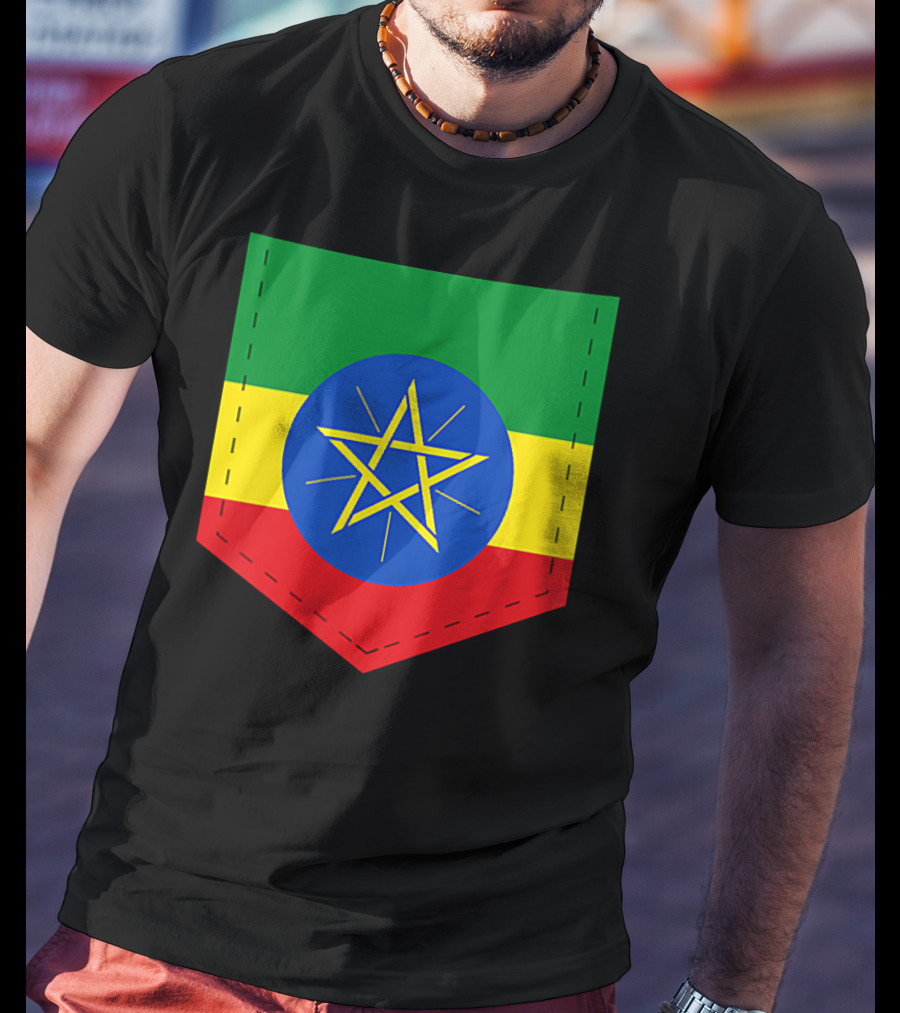 Ethiopia Flag Green Yellow Red With Blue Circle And Star T-Shirt