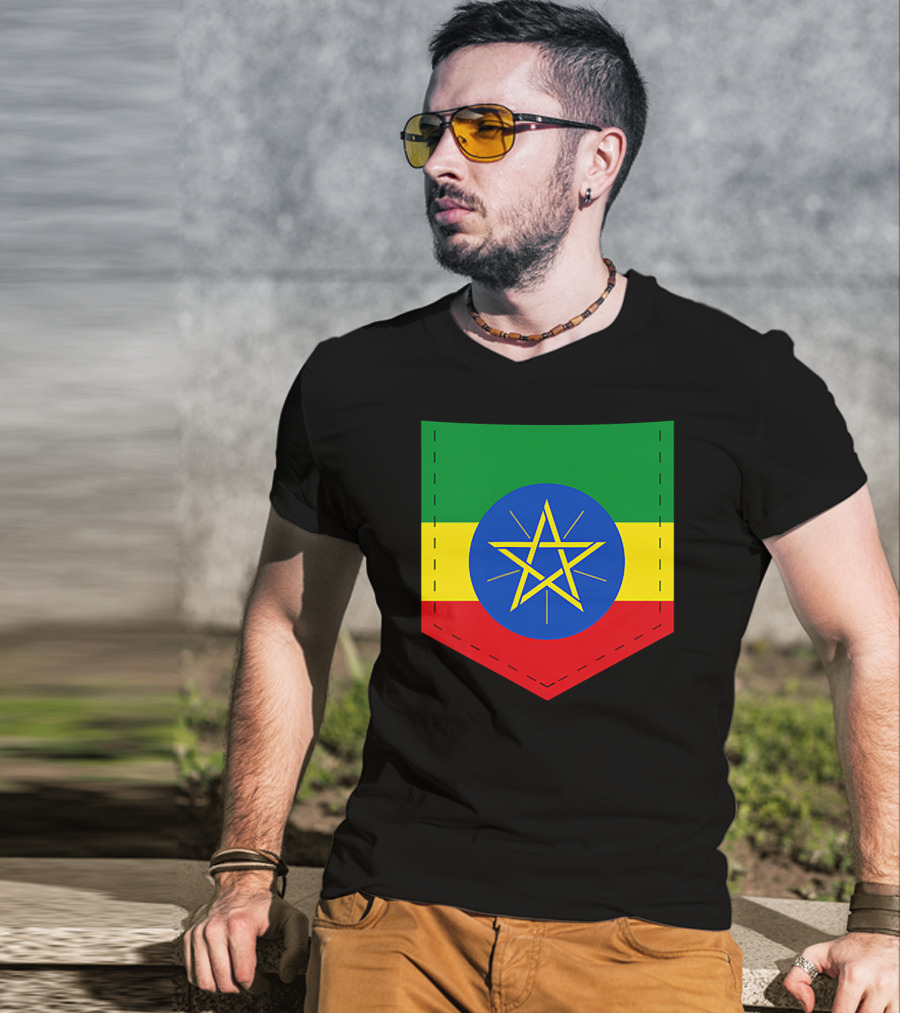 Ethiopia Flag Green Yellow Red With Blue Circle And Star T-Shirt