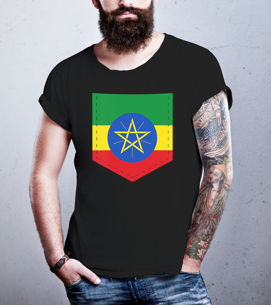 Ethiopia Flag Green Yellow Red With Blue Circle And Star T-Shirt