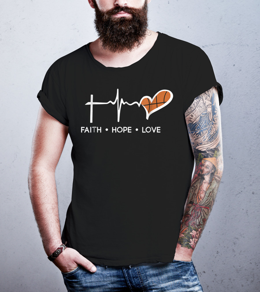 Faith Hope Love Basketball Heartbeat T-Shirt
