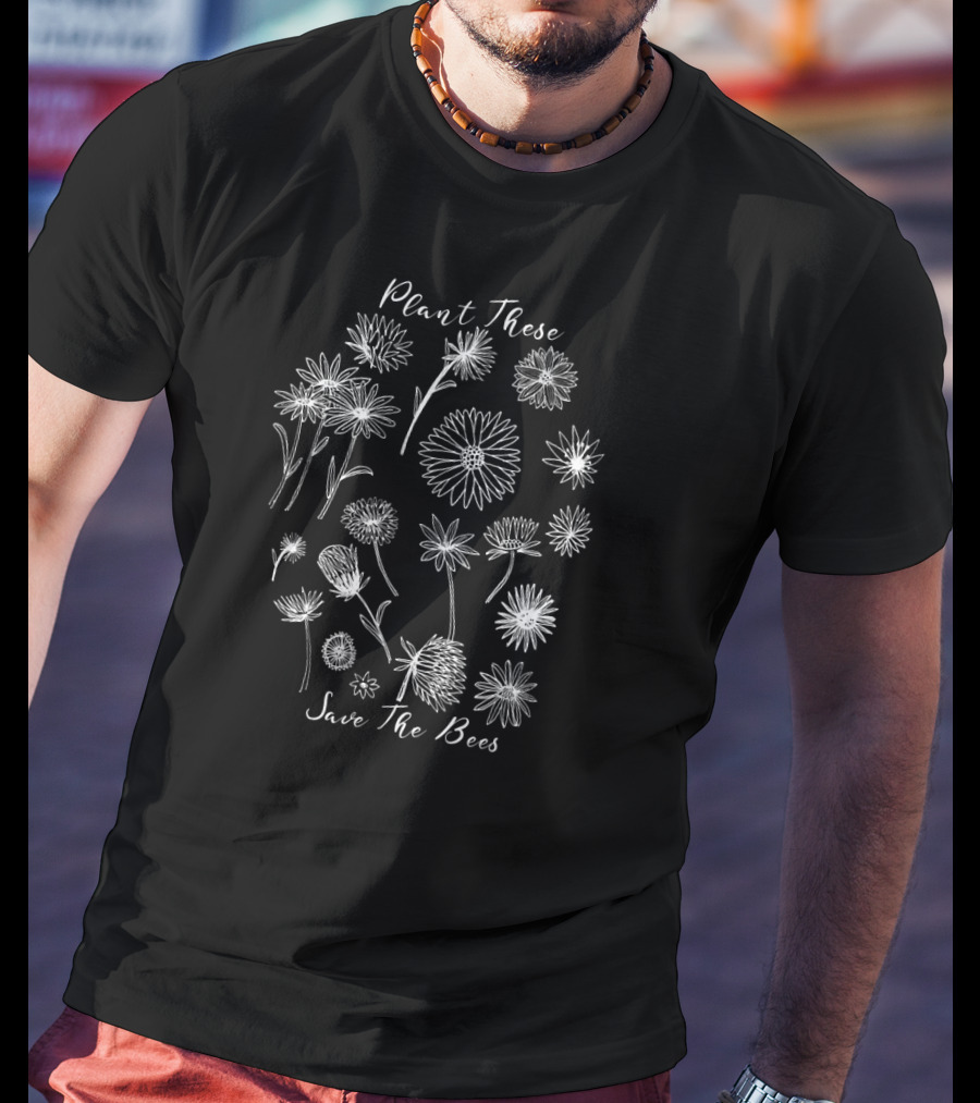 Plant These Save The Bees Floral Natural T-Shirt
