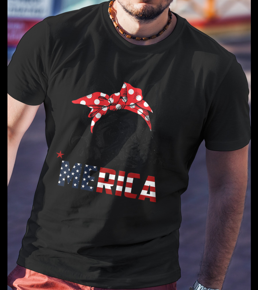 French Bulldog Merica American Flag Bow T-Shirt