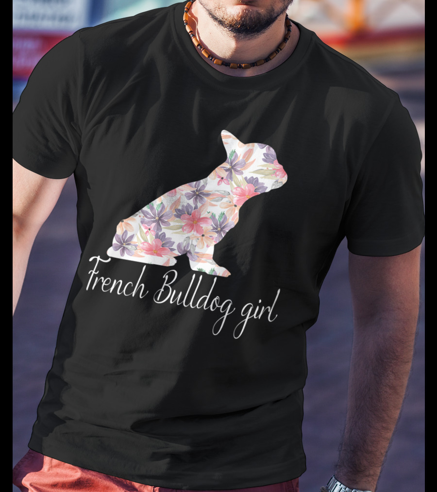 Floral French Bulldog Girl Love T-Shirt