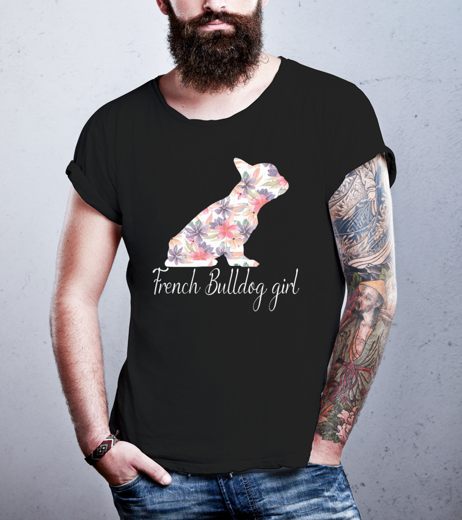 Floral French Bulldog Girl Love T-Shirt